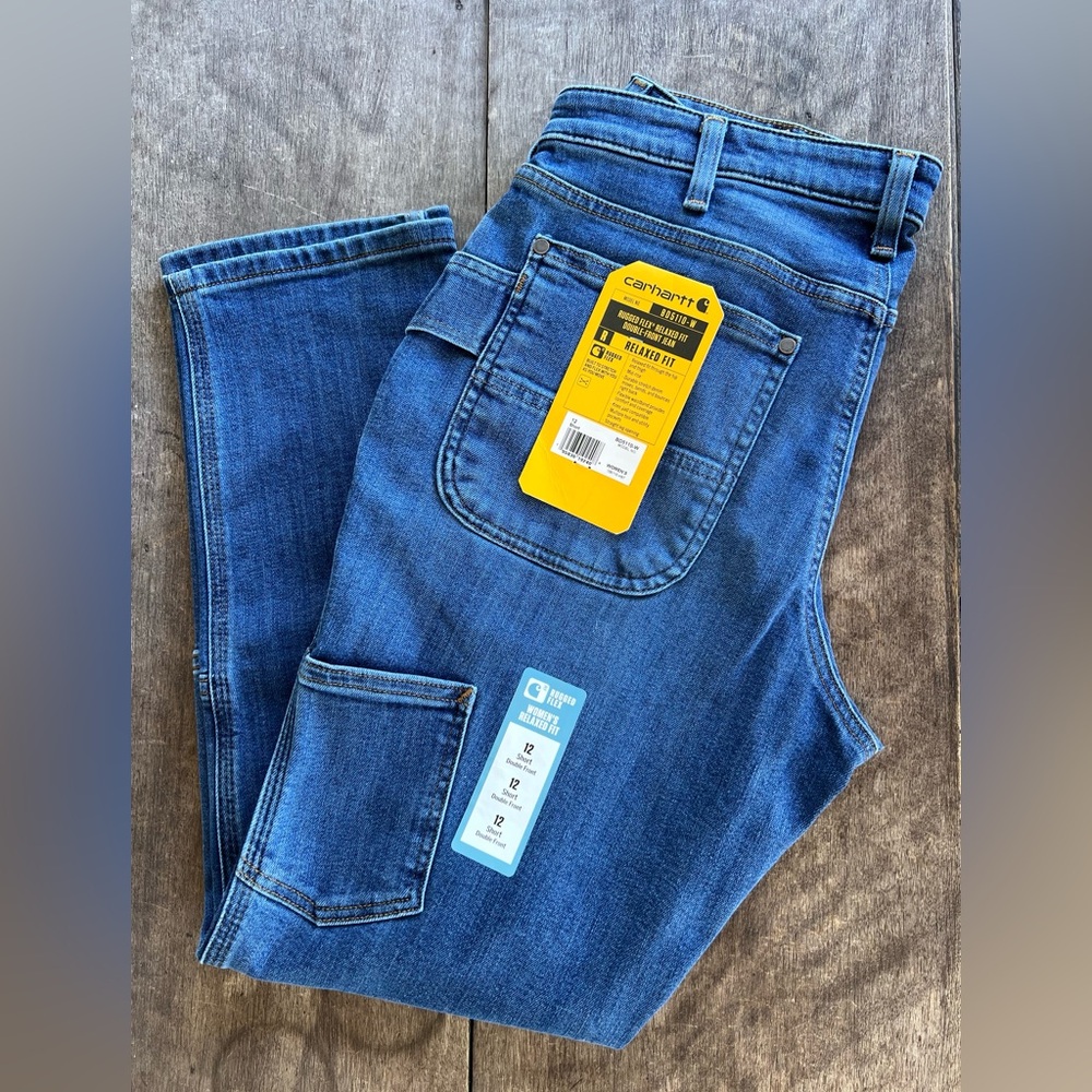 Carhartt Rugged Flex Relaxed Fit Double Front Jean Womens Sz 12S 105110-H97 NWT - Picture 15 of 15